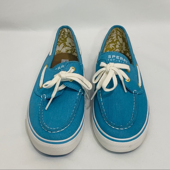 Sperry Top - Sider shimmer Aqua blue deck shoes - Picture 7 of 8